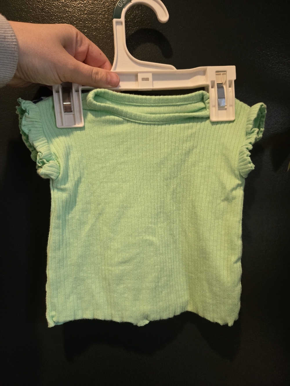 Cat & Jack Light Green Ribbed Top & Flower Print Ribbed Ruffle Sleeve Set - Picture 3 of 3